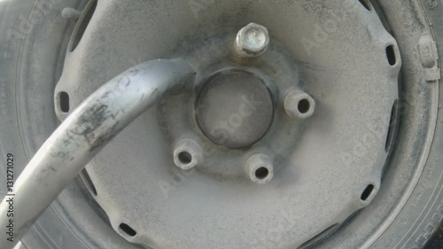 Car wheel close-up shot. photo