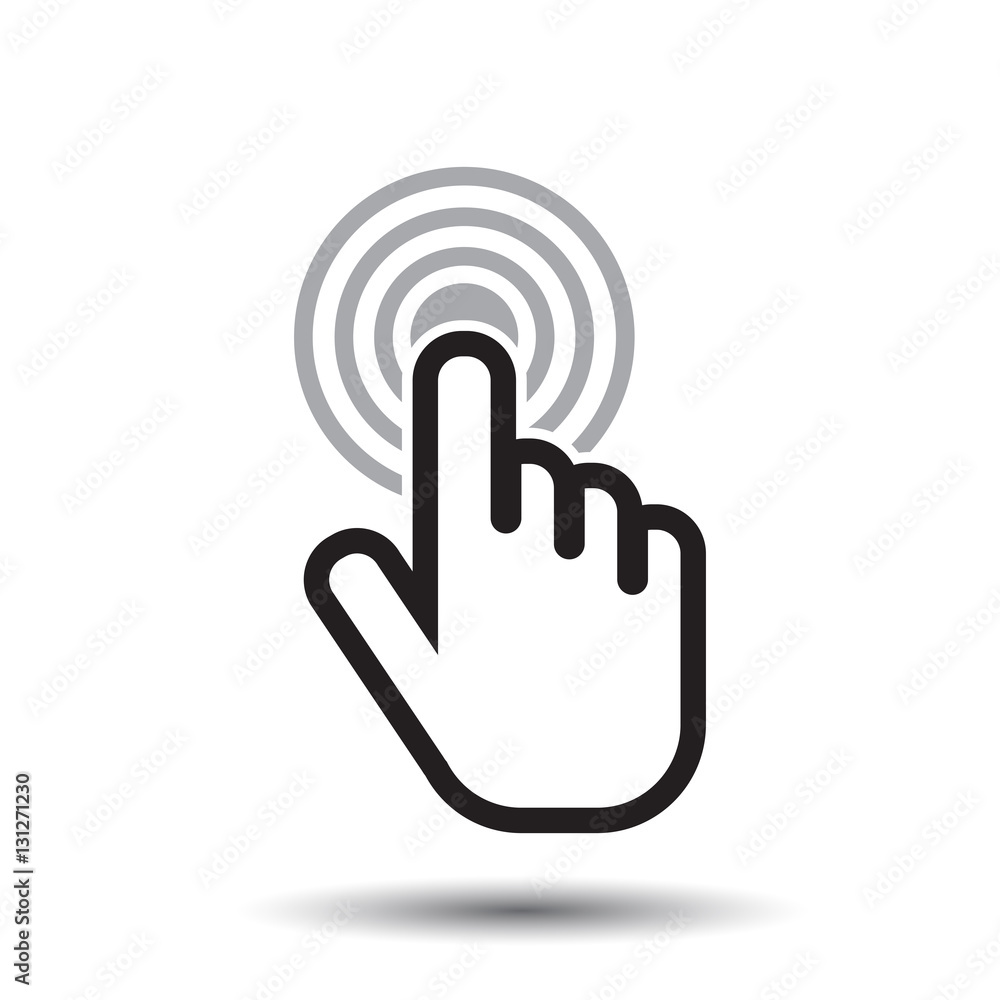 Click hand icon. Cursor finger sign flat vector. Illustration on white background. Click hand icon. Cursor finger sign flat vector. Illustration on white background.