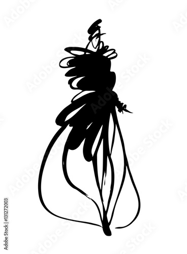 Fashion girl sketch hand drawn , stylized silhouettes isolated. Vector fashion illustration.                   
