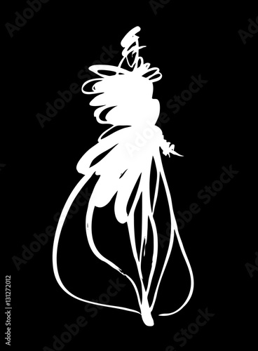 Fashion girl sketch hand drawn , stylized silhouettes isolated. Vector fashion illustration.                   
