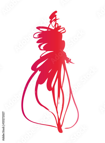 Fashion girl sketch hand drawn , stylized silhouettes isolated. Vector fashion illustration.                   
