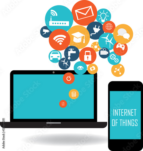 Laptop and internet of things icon set