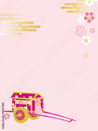 御所車と桜