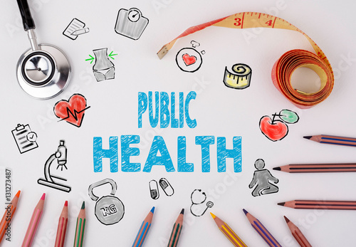 Public Health concept. Healty lifestyle background on a white table