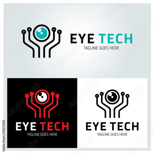 Eye tech logo design template ,Vector illustration