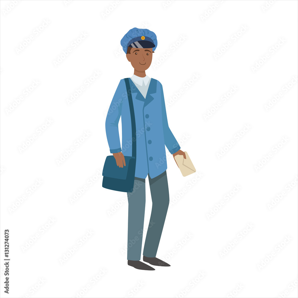 Postman With Handbag, Part Of Happy People And Their Professions Collection Of Vector Characters Postman With Handbag, Part Of Happy People And Their Professions Collection Of Vector Characters