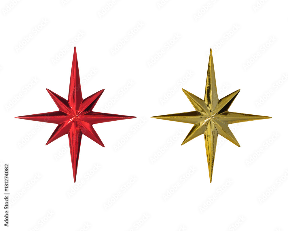 Rad and Golden Christmas Star isolated on white Background Rad and Golden Christmas Star isolated on white Background