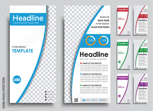 set of narrow white flyers in 4 color options.