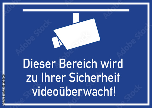 vss22 VideoSurveillanceSign vss - ks159 Kombi-Schild - Hinweis Zeichen Piktogramm - Dieser Bereich wird zu Ihrer Sicherheit videoüberwacht - DIN A1 A2 A3 A4 Poster XXL - blau g4835 photo