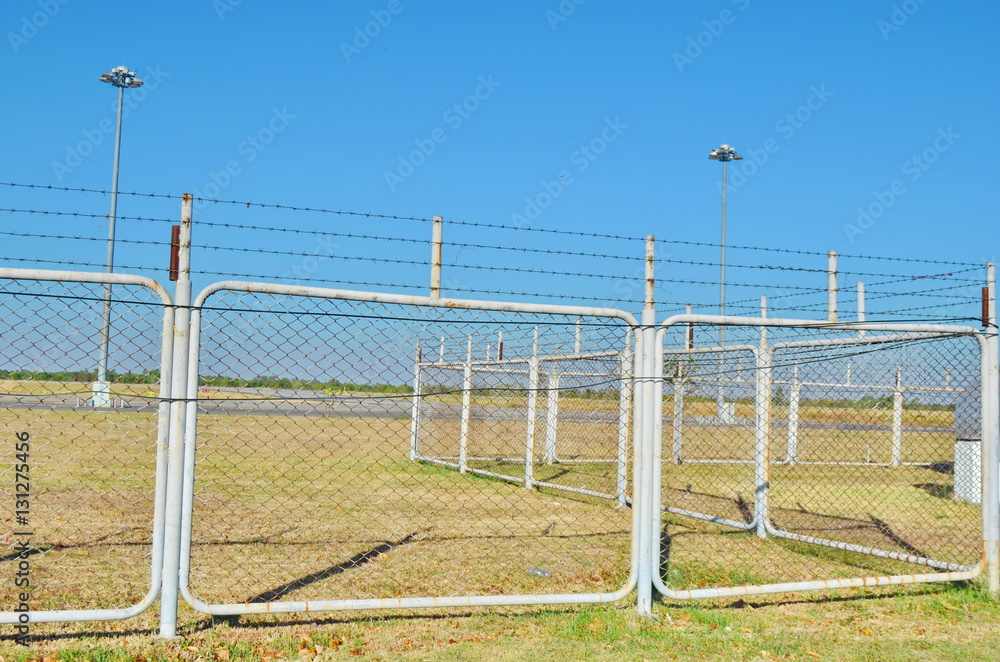 Barbed wire fence of the airport