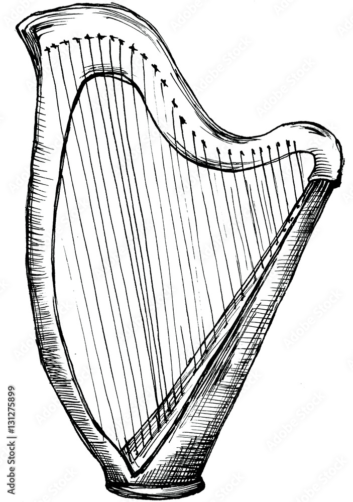 Illustrazione Stock Stylized illustration of an Irish harp isolated on