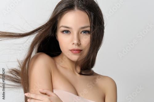 Girl with fluttering hair