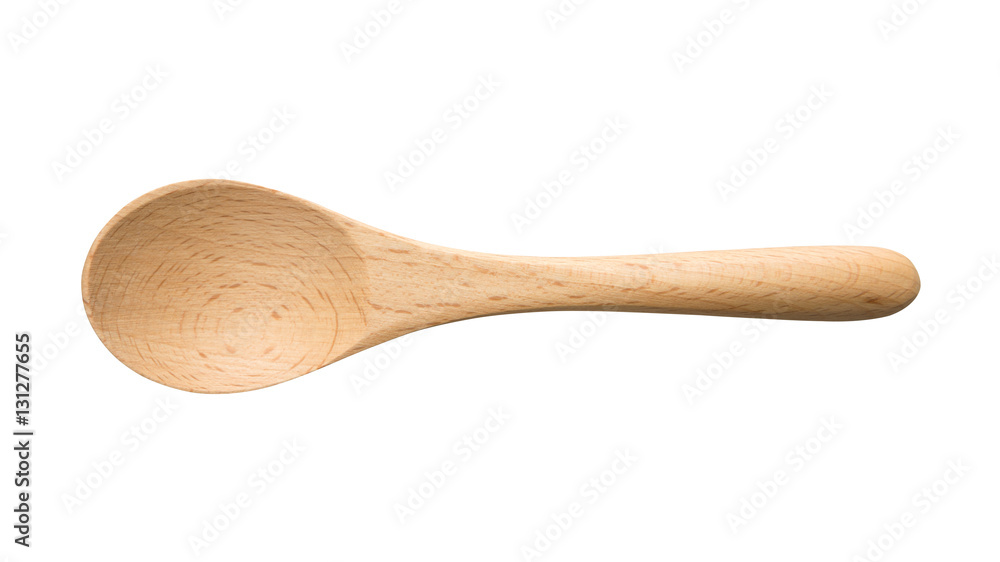 Top view of wood spoon isolated on white background. This has th Top view of wood spoon isolated on white background. This has th