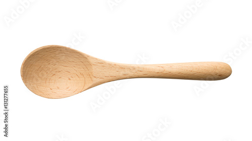 Top view of wood spoon isolated on white background. This has th