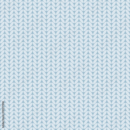 Knitted fabric, seamless background, imitation, vector, light blue. Light blue loops on a blue field. Colored, flat background. For the decoration. 