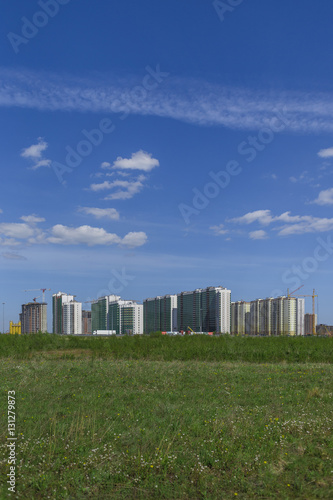 New Block of Apartment Buildings Under Construction in Russia