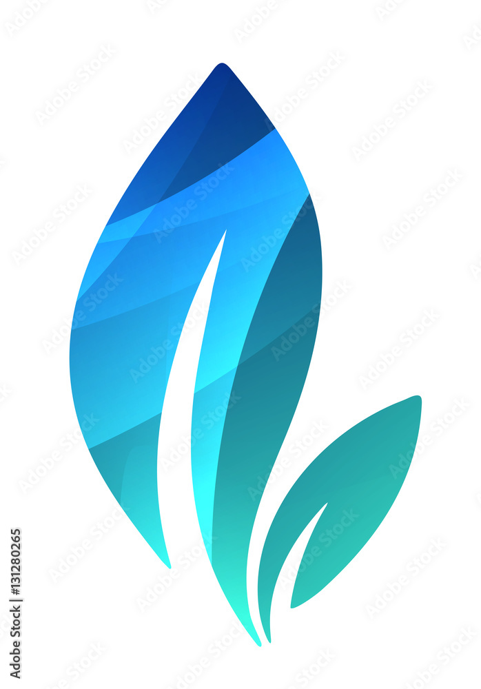 Vector stylized silhouette of spring blue tree leaf isolated on Vector stylized silhouette of spring blue tree leaf isolated on