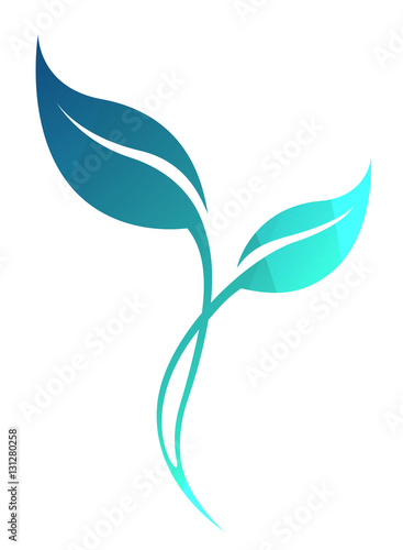 Vector stylized silhouette of spring ice tree leaf isolated on