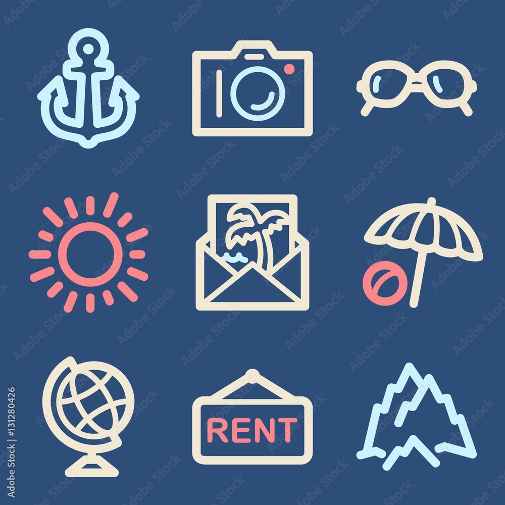 Vacation and transport vector mobile icons, tour infographics sy Vacation and transport vector mobile icons, tour infographics sy