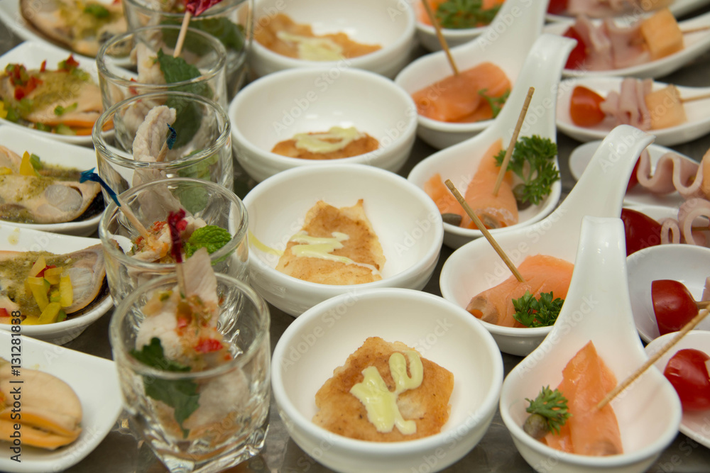  food cocktai served on  platter