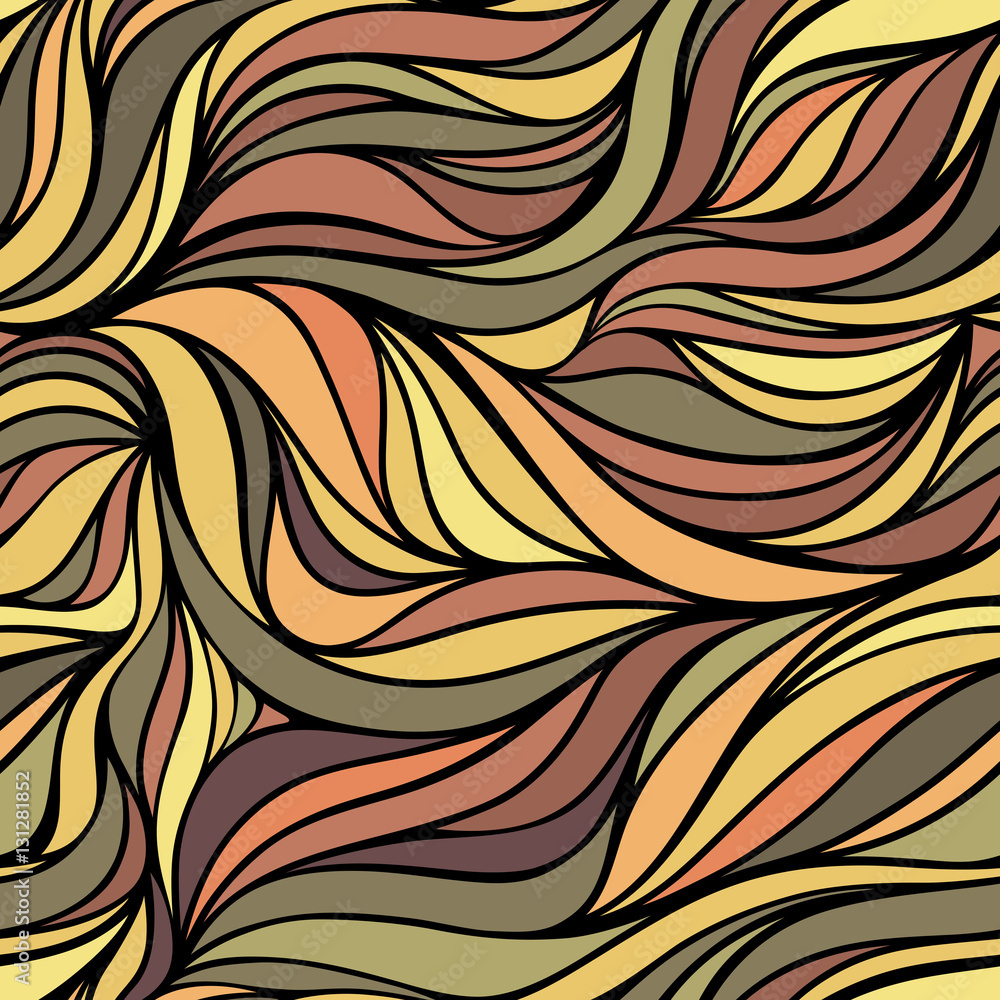 Fototapeta premium Vector color hand-drawing wave sunny background. 