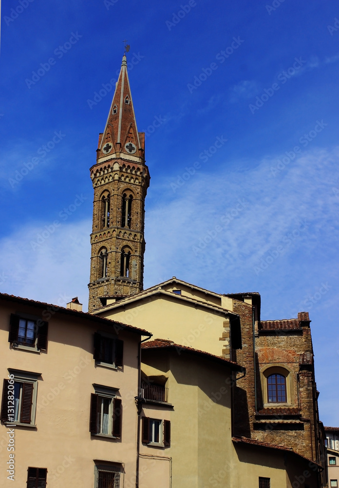 Florence, Italy, View of the city centre and tower Badia Fiorentina