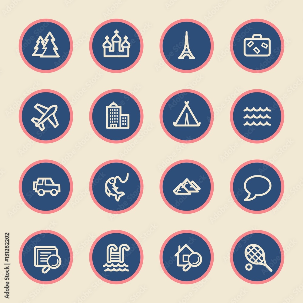 Travel web icons set