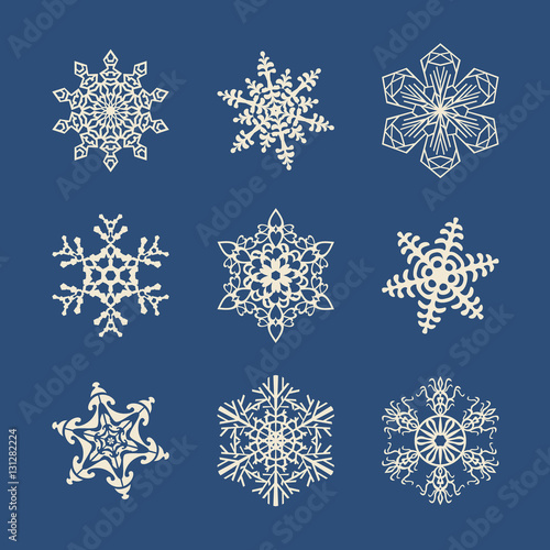 Snowflake icons set. Snow symbols