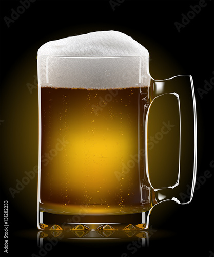 Vector beer mug on dark background. EPS10