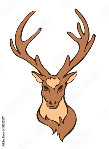 Vector stylized flat forest vintage color deer head isolated on white