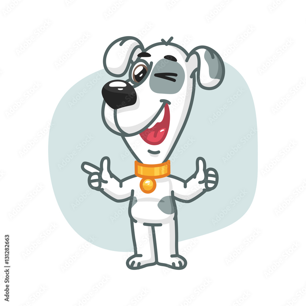 Dog Points and Showing Thumbs Up Dog Points and Showing Thumbs Up