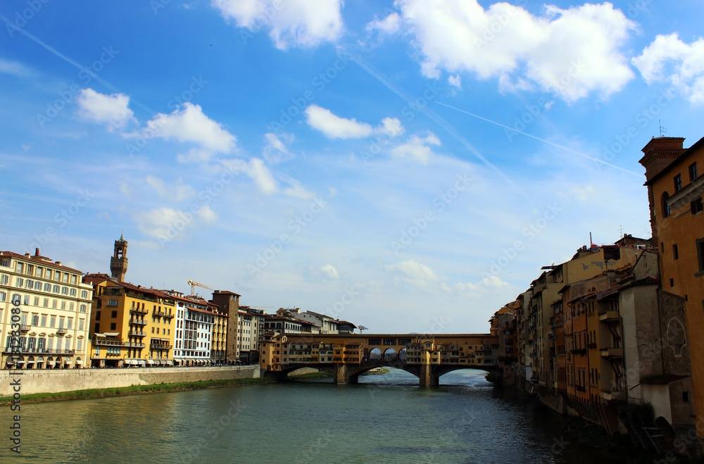 View of the Ponte Vecchio (Old Bridge) in Florence, Italy