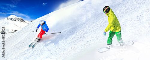 snowboarder and ski driver