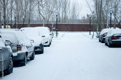 parking cars after snowfall