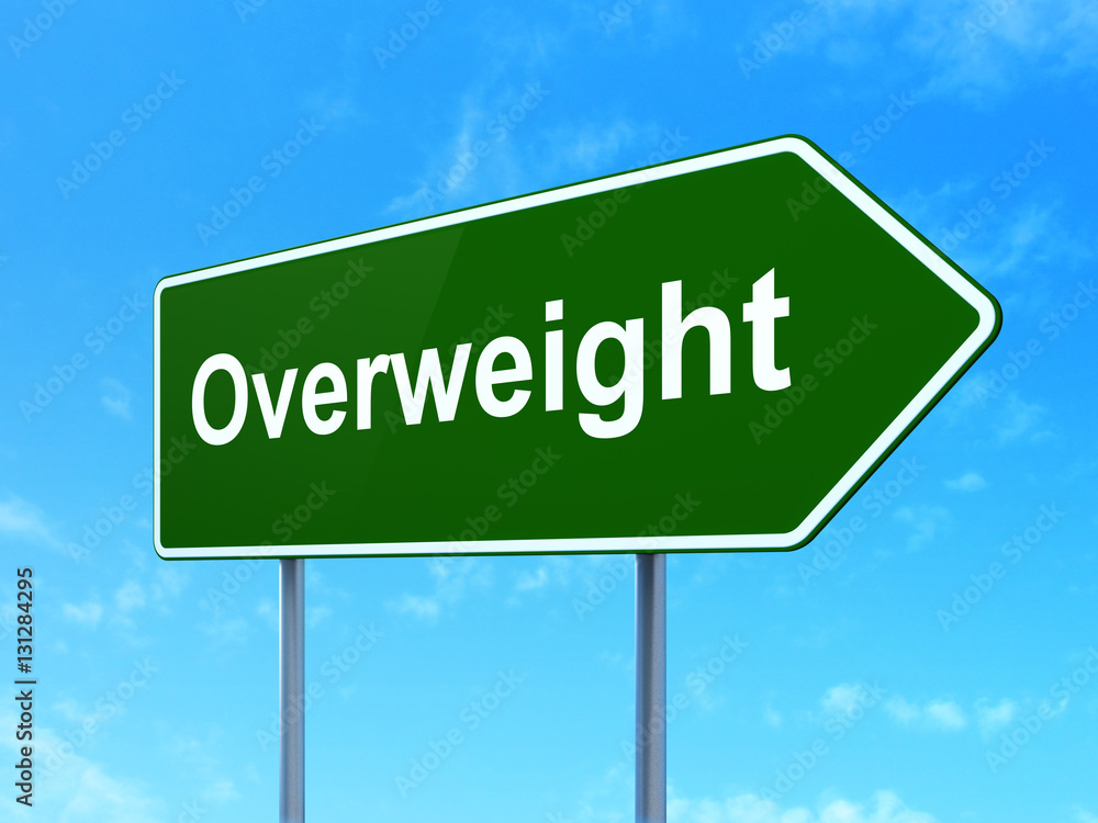 Healthcare concept: Overweight on road sign background Healthcare concept: Overweight on road sign background