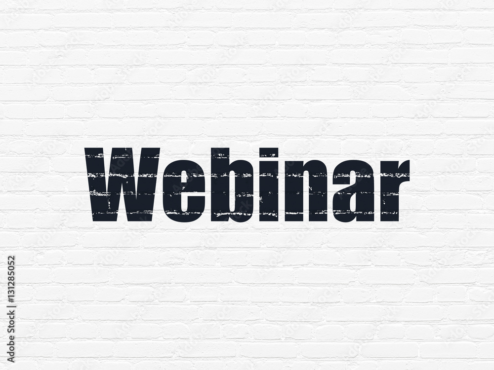 Studying concept: Webinar on wall background Studying concept: Webinar on wall background
