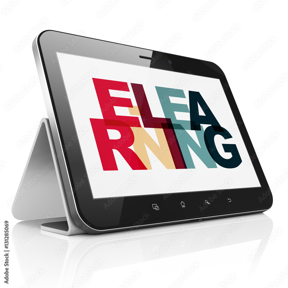 Learning concept: Tablet Computer with E-learning on display Learning concept: Tablet Computer with E-learning on display