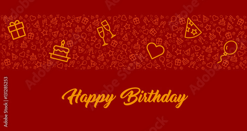 elegante und moderne Karte zum Geburtstag - Glückwunschkarte mit Icons