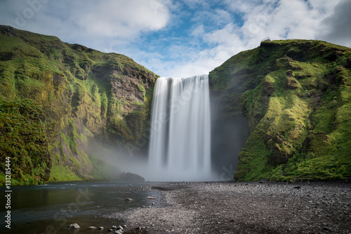 Skogafoss, an Icelandic waterfall with a long exposure 