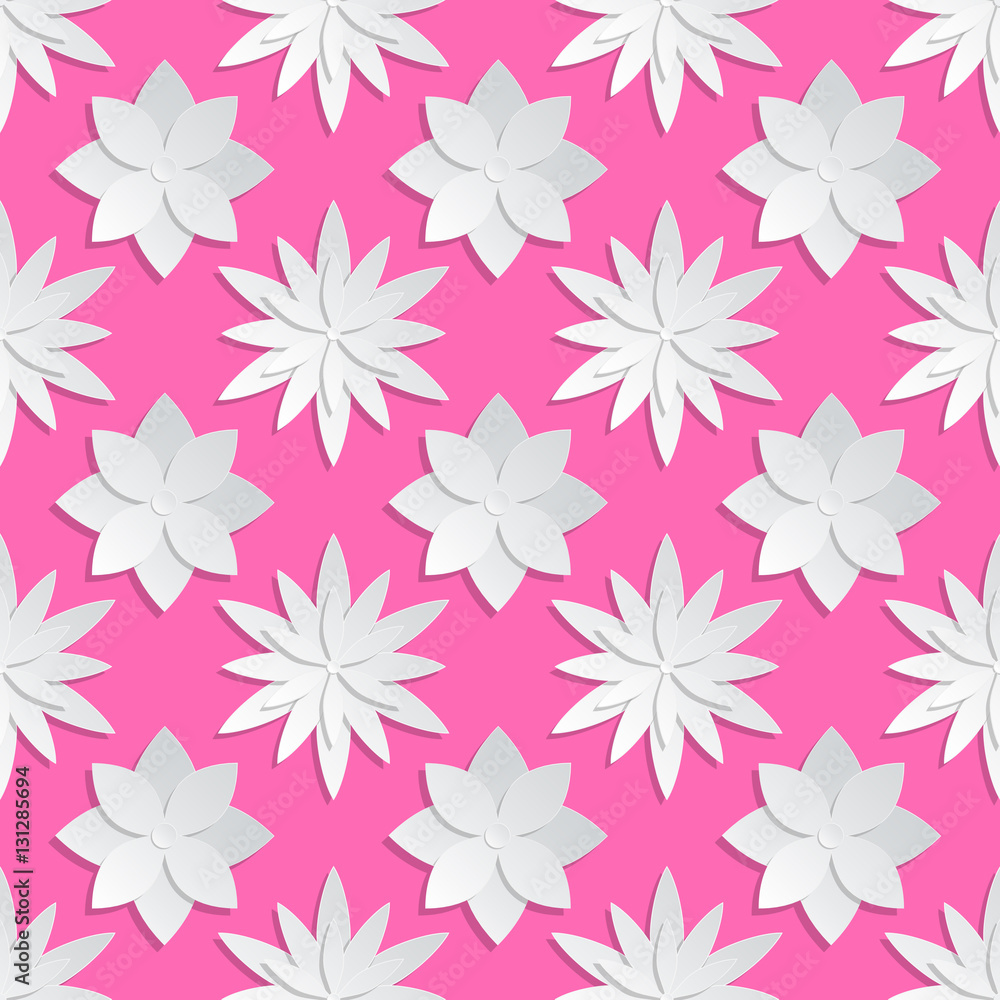 Paper cut flowers background. Origami vector floral pattern Paper cut flowers background. Origami vector floral pattern