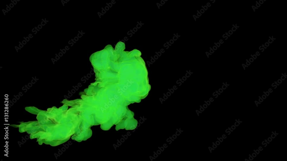 green ink spreading in the water on a black background. 3d render. voxel graphics. computer simulation 6 green ink spreading in the water on a black background. 3d render. voxel graphics. computer simulation 6