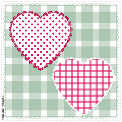 Seamless background for cushion, pillow, bandanna, kerchief, shawl fabric print. Texture for clothes or bedclothes. Vector pattern with hearts for Valentines day. Embroidery stylization