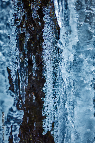 Icicles from a frozen waterfall