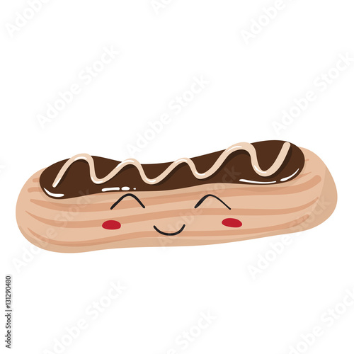 Chocolate eclair with funny face