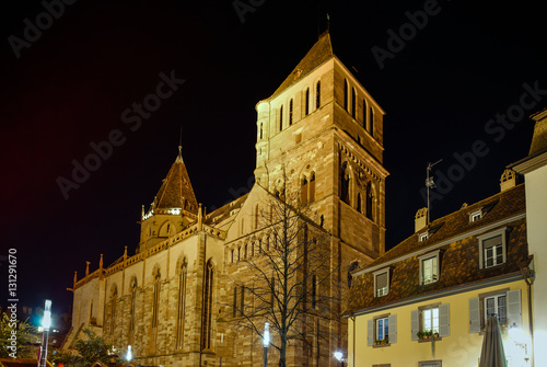 Old center of Strasbourg night street view
