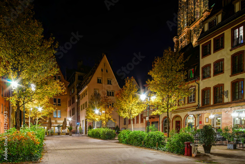 Old center of Strasbourg night street view