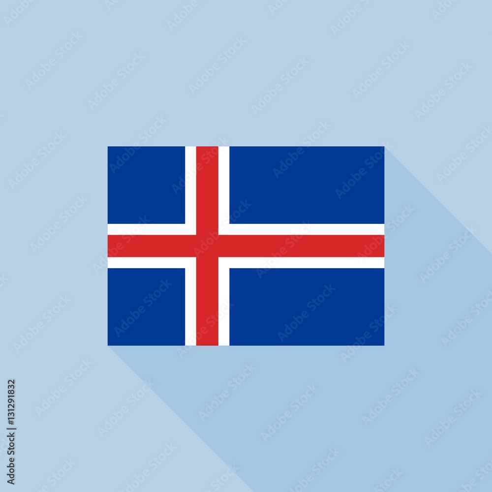Fototapeta premium Iceland flag , flat design vector with official proportion
