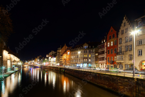 Old center of Strasbourg night street view