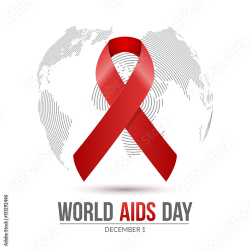 World AIDS Day. 1st December World Aids Day hiv poster. Vector medical illustration desease with red ribbon