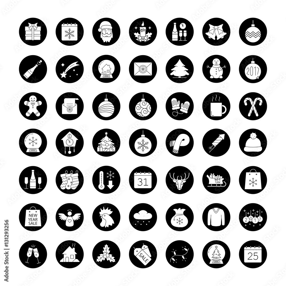 Christmas and New Year icons set Christmas and New Year icons set
